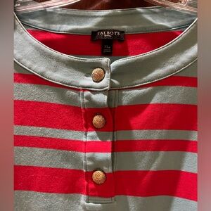 Talbots Red and Green Striped Henley